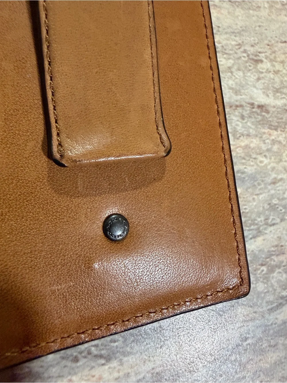Coach Men's Money Clip Tan Leather Card Case/ Holder with Embossed Logo
